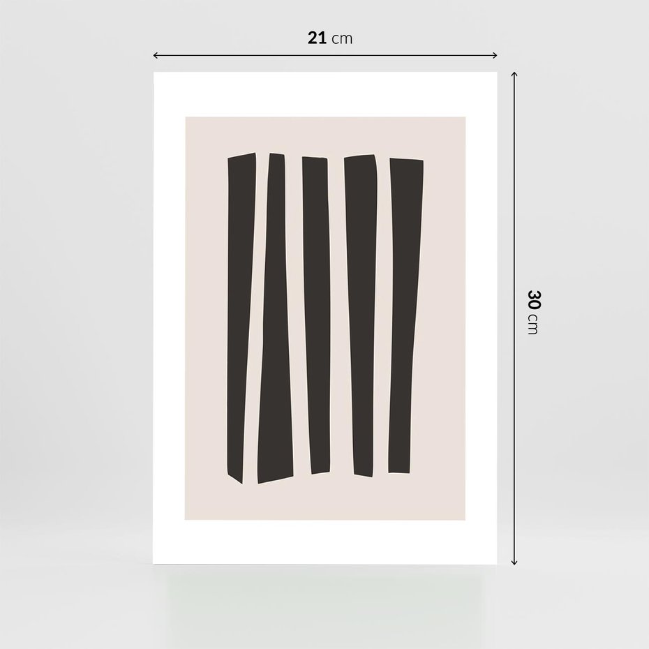 Plakat bez ramy 21x30 - Migotliwa Transformacja Form - minimalizm, czarne pasy