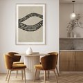 Plakat w ramie 50x70 - Kontury Ewolucji Materii - boho plakat, czarne kropki kreski - rama drewno