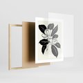 Plakat w ramie 40x50 - Spojrzenie w kształty kwiatów - kwiaty magnolii, minimalizm - rama drewno