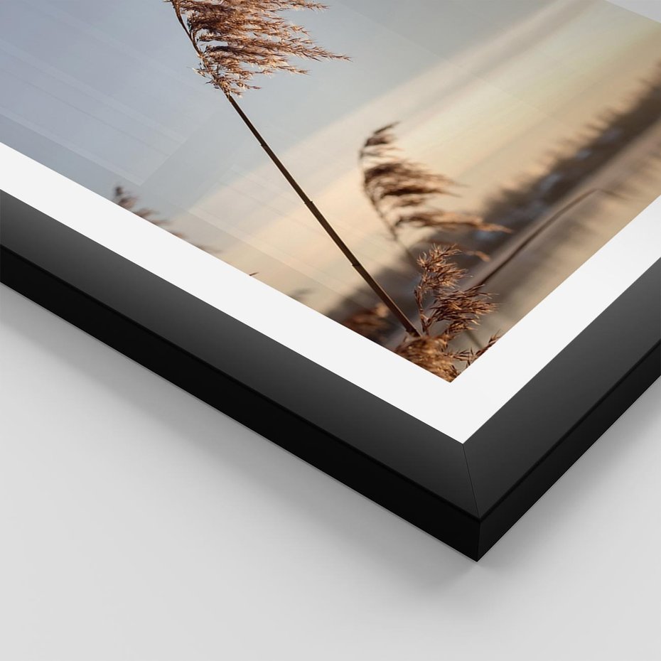 Plakat w ramie 50x70 - Naturalna Delikatność - trawy, boho - rama czarna