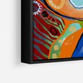 Obraz w ramie 70x100 - Kolorowe Wnętrza Kształtów - abstrakcyjny portret kobiety, twarz - rama czarna