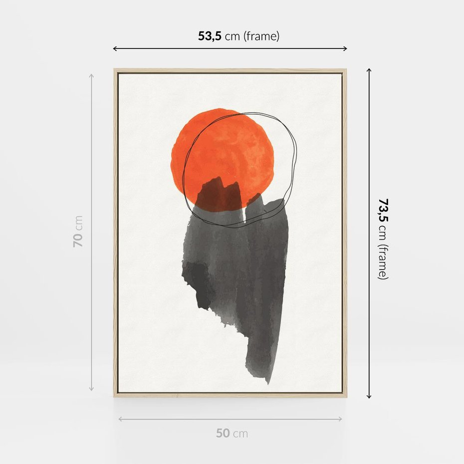 Obraz w ramie 50x70 - Księga Form - abstrakcyjne nieregularne plamy, czarny - rama drewno