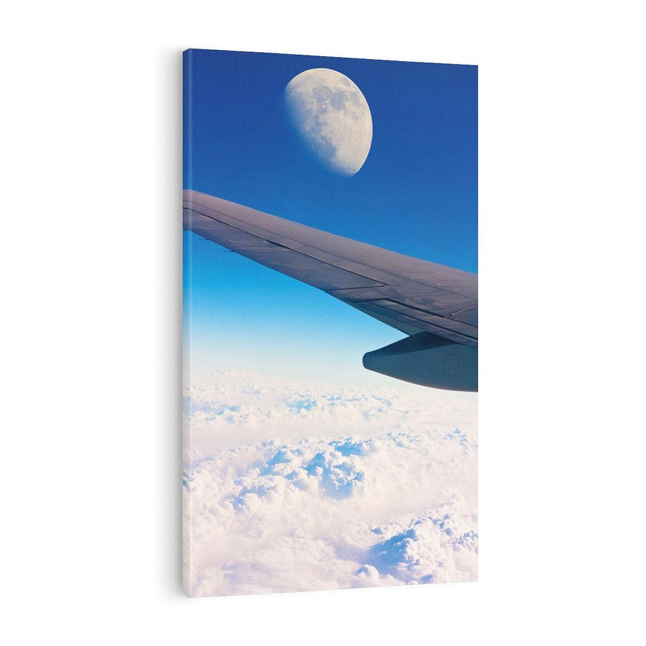Obraz na płótnie 70x100 - Samolot ku Księżycowi - samolot, ksieżyc