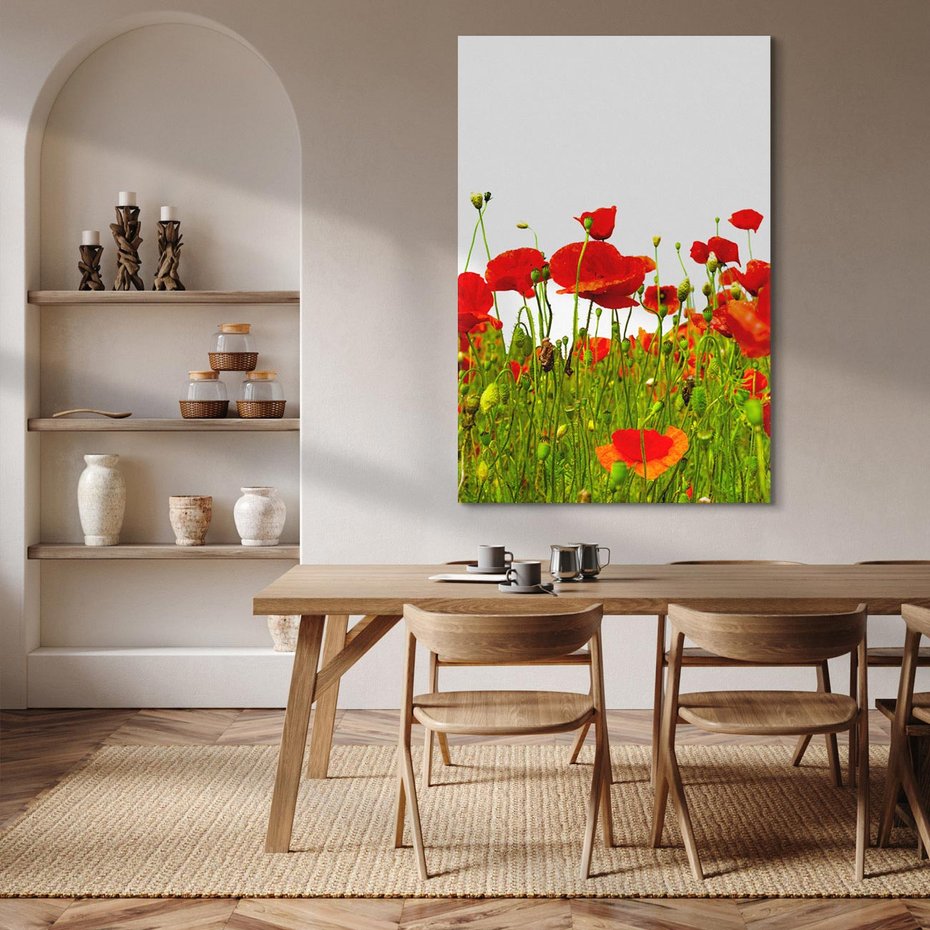 Obraz na płótnie 50x70 - Bujne maki na malowniczej łące - mak, maki