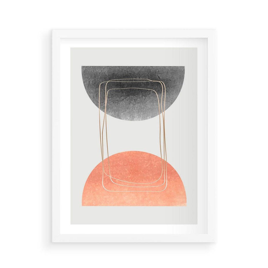 Plakat w ramie 50x70 - Sztuka Abstrakcji - minimalistyczny boho obraz, abstrakcyjny - rama biała