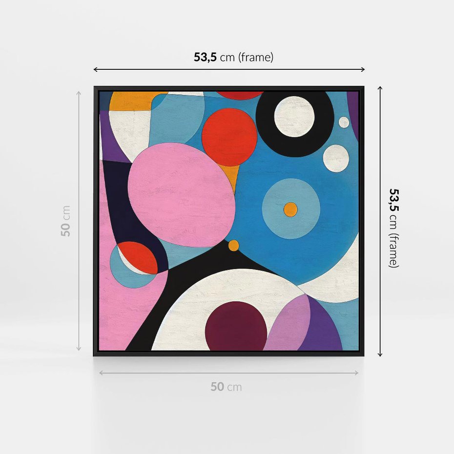 Obraz w ramie 50x50 - Kolorowe Ulotności - abstrakcyjny obraz olejny, żywe kolory - rama czarna