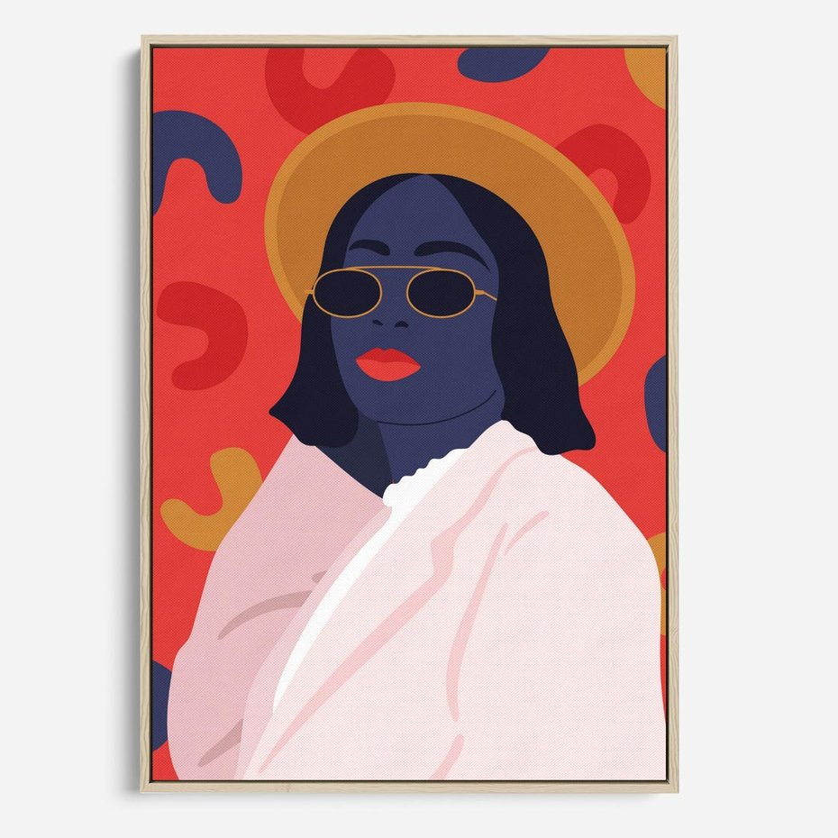 Obraz w ramie 70x100 - Kobieca Przenikliwość - nowoczesny plakat, styl retro - rama drewno