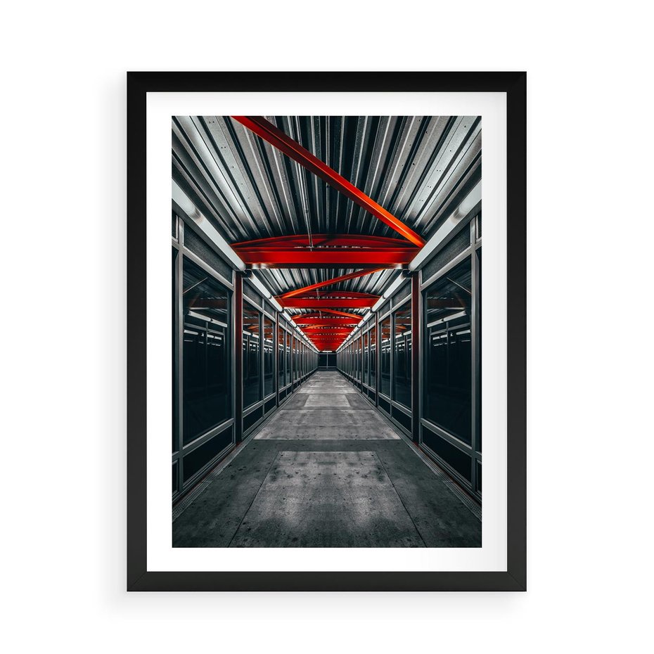 Plakat w ramie 50x70 - Nieskończoność Przestrzeni - korytarz, perspektywa - rama czarna