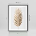 Plakat w ramie 50x70 - Złoty blask palmowego liścia - złota, palma - rama czarna