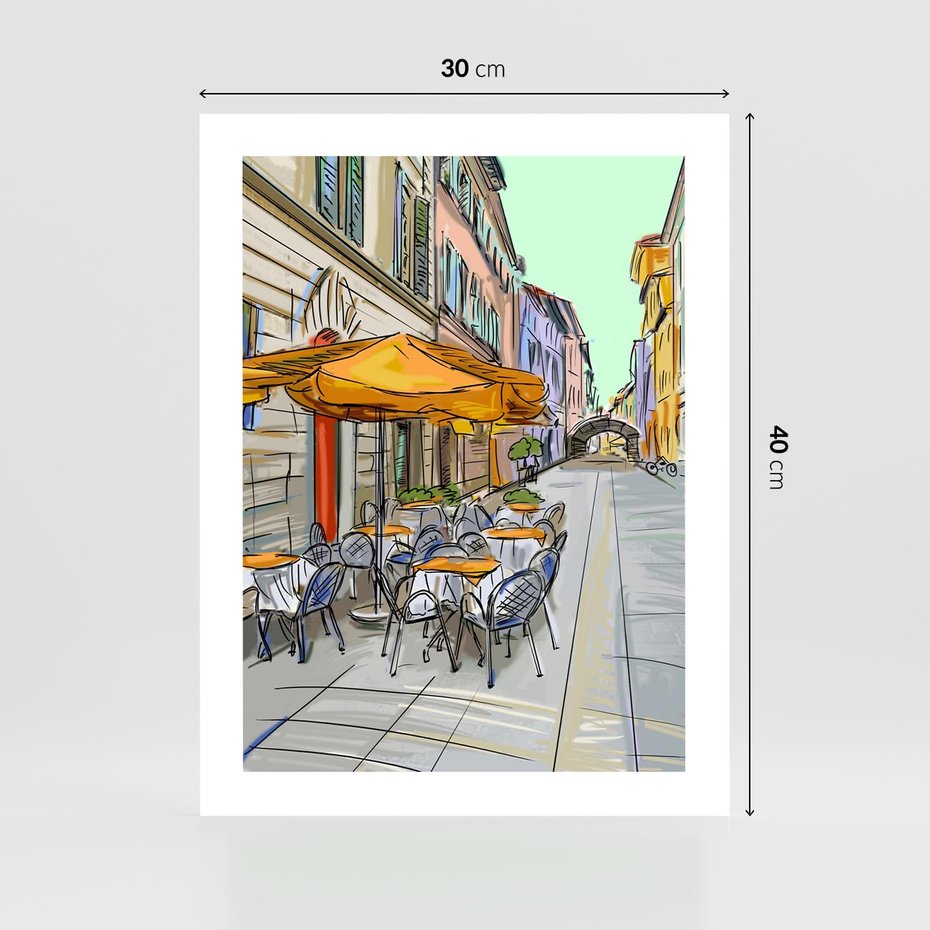 Plakat bez ramy 30x40 - Kawiarenkowy Szkic - malowany, szkic