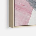 Obraz w ramie 70x100 - Kontrastujący Ruch Emocji - abstrakcyjne pasy farby, kolory róż szary czarny - rama drewno