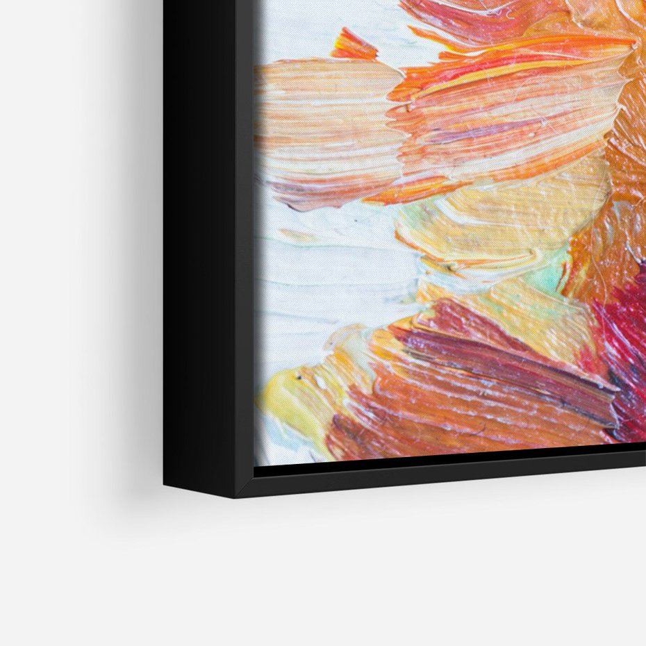 Obraz w ramie 70x100 - Kwiatowe Harmonie - zbliżenie na obraz olejny, gruba warstwa farby - rama czarna