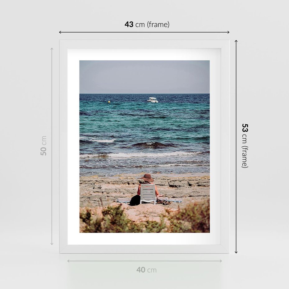 Plakat w ramie 40x50 - Relaks na Plaży - wakacje, plaża - rama biała