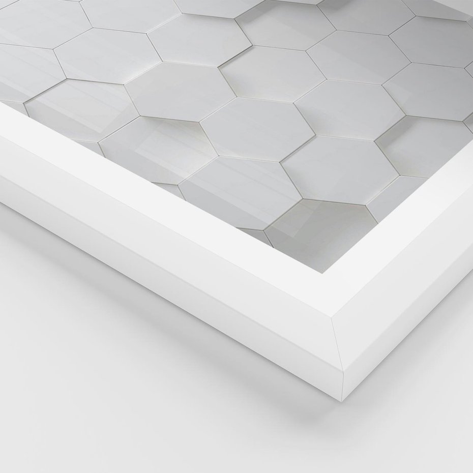 Plakat w ramie 50x70 - Intrygujący Wymiar - geometria, 3D - rama biała