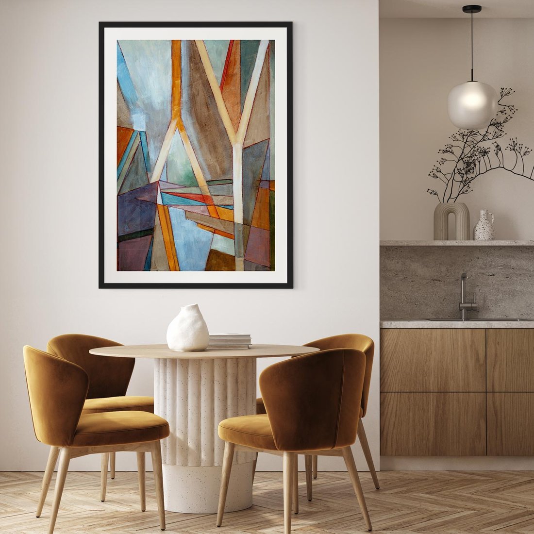 Plakat w ramie 50x70 - Geometria abstrakcji - abstrakcja, geometria - rama czarna