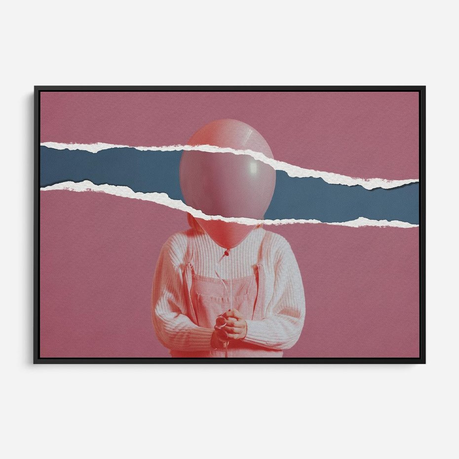 Obraz w ramie 70x50 - Kolaż Wyobraźni - kolaż zdjęć, styl retro - rama czarna