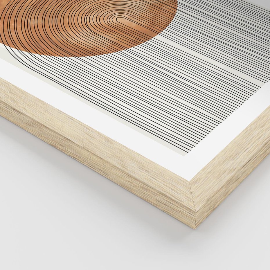 Plakat w ramie 50x70 - Konturem Kształtowane - koło, boho styl - rama drewno