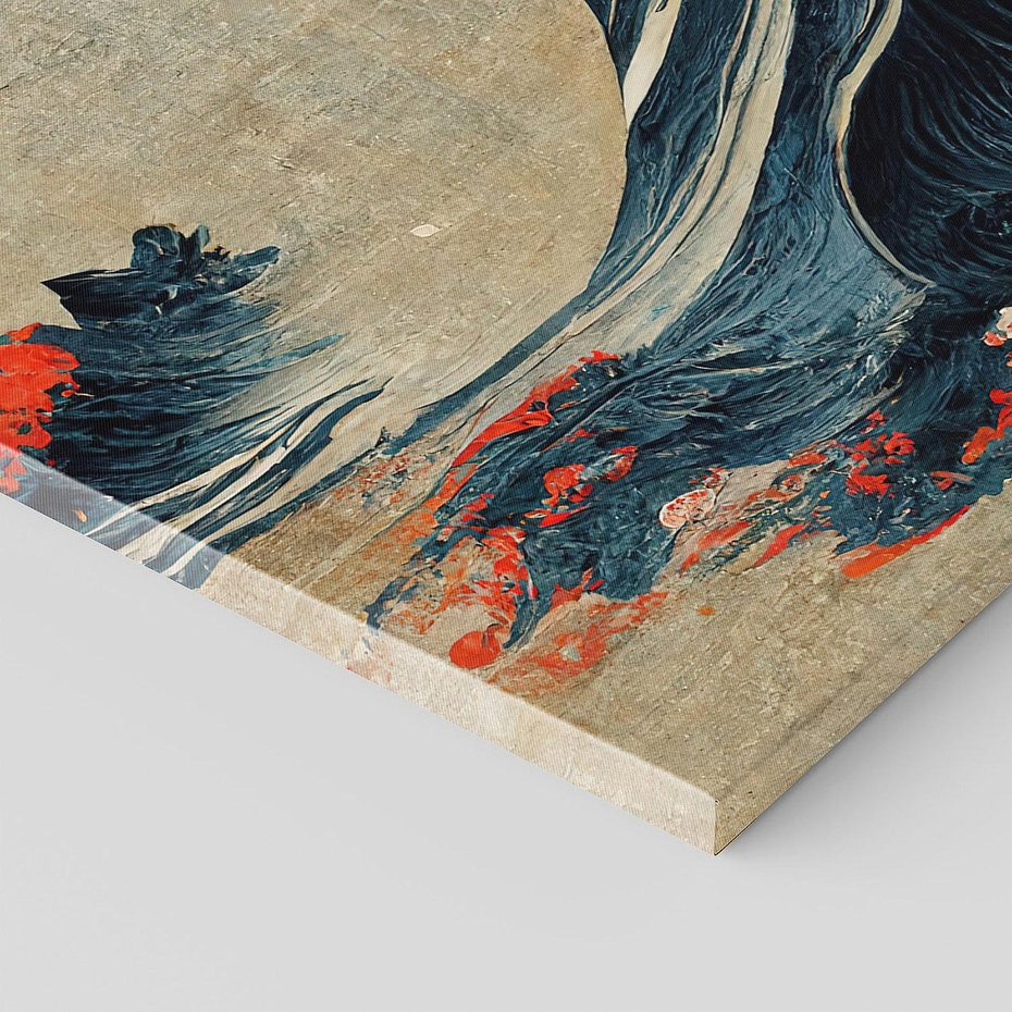 Obraz na płótnie 120x60 - Requiem dla marzeń - sztuka japońska, fale oceanu