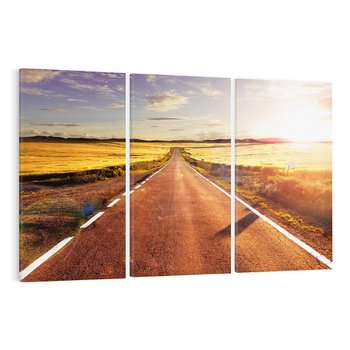 Obraz na płótnie 120x80 - Droga ku zachodowi słońca - droga, zachód