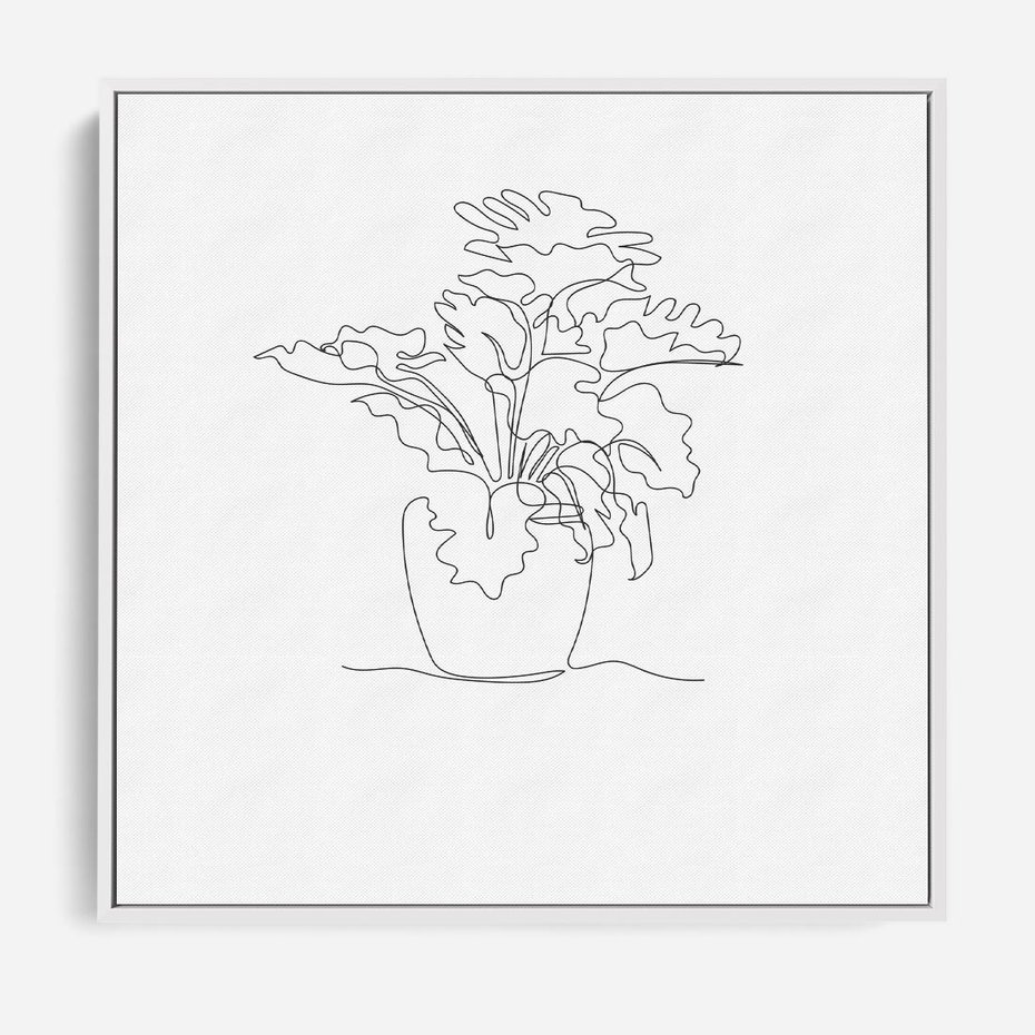 Obraz w ramie 50x50 - Rozkwitające Formy - szkic, minimalizm - rama biała