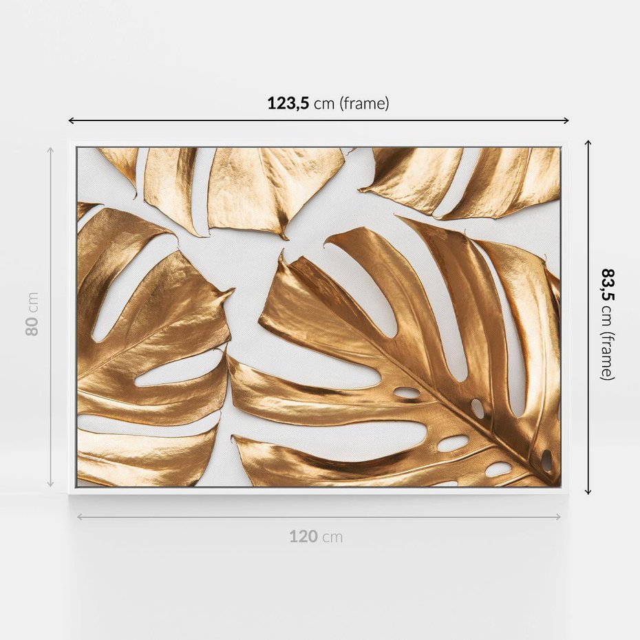 Obraz w ramie 120x80 - Siła Natury - złote, liście - rama biała