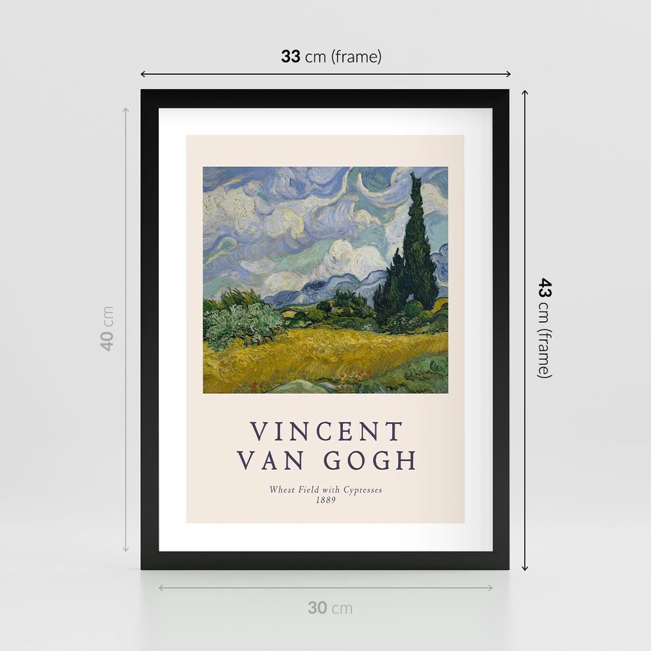 Plakat w ramie 30x40 - Pole z Cyprysami - reprodukcja obrazu, van gogh - rama czarna