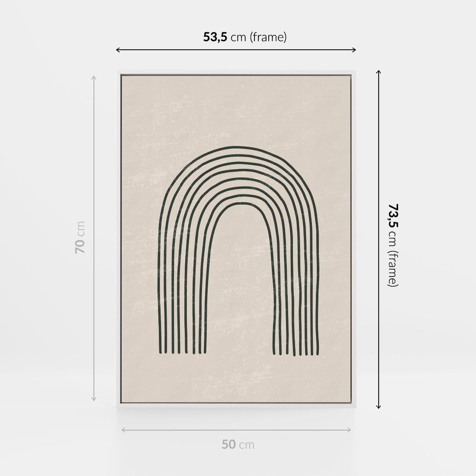 Obraz w ramie 50x70 - Intrygujące Zagięcia - boho plakat, czarna tęcza - rama biała