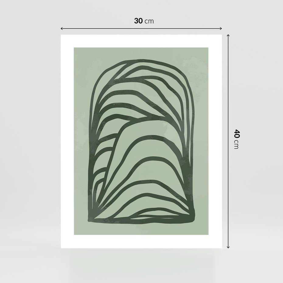 Plakat bez ramy 30x40 - Zielonkawy Uścisk Natury - abstrakcyjny zielony motyw, skandynawski design