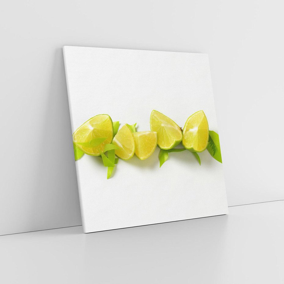 Obraz na płótnie 80x80 - owocowa eksplozja - limonki, owoce