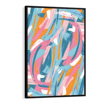 Obraz w ramie 50x70 - Refleksje w krainie abstrakcji - abstrakcja, energiczne pociągnięcia pędzla - rama czarna