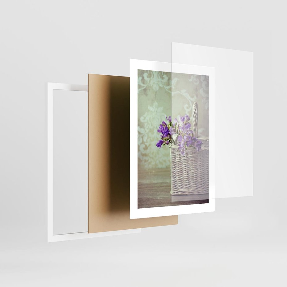 Plakat w ramie 30x40 - Kwiatowy koszyk - kwiaty, koszyk - rama biała