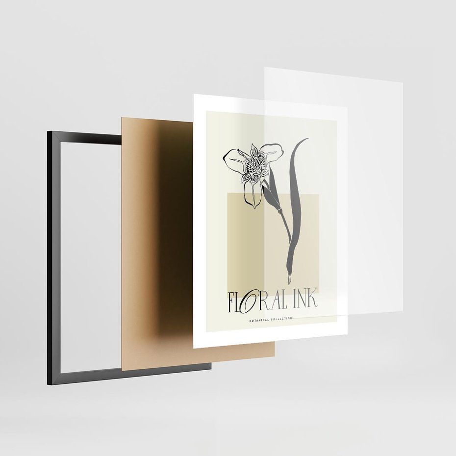 Plakat w ramie 40x50 - Wyblakłe odcienie snów - kwiat, irys - rama czarna