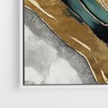 Obraz w ramie 50x50 - Refrakcje płynącej rzeczywistości - jak marmurowa rzeka, linie złota - rama biała