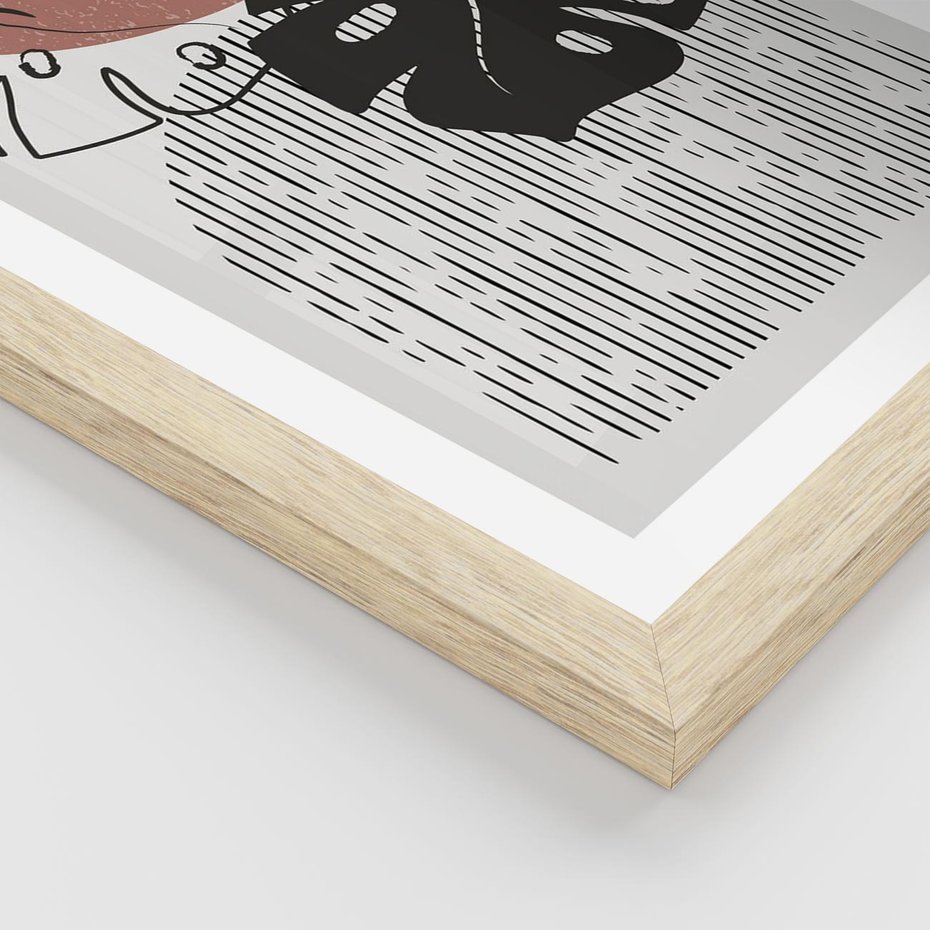 Plakat w ramie 40x50 - Nowoczesna Monstera: Szkic w Grafice - nowoczesna grafika, monstera - rama drewno