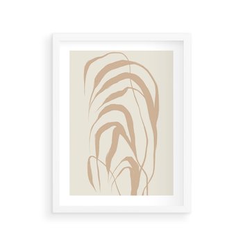 Plakat w ramie 40x50 - Formy Nowoczesności - minimalistyczny plakat, liście palmy - rama biała
