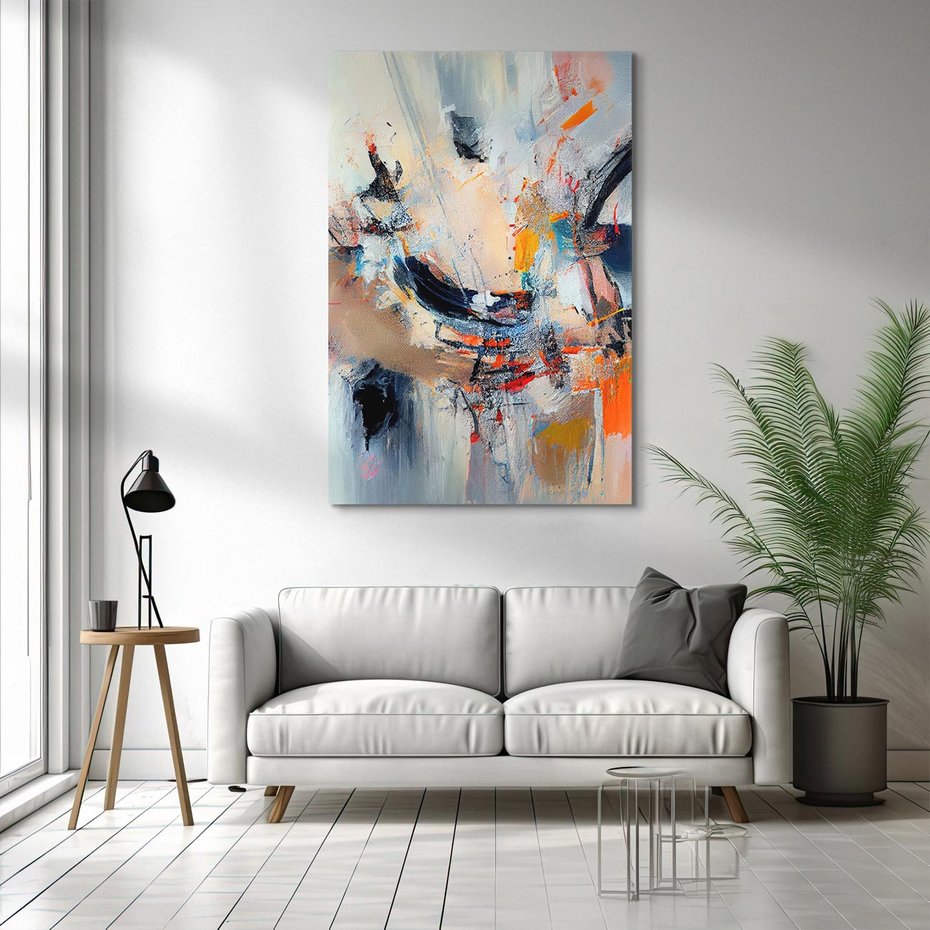 Obraz na płótnie 50x70 - Kontrapunkty zatajonych uczuć - dynamiczna abstrakcja, bałagan na płótnie