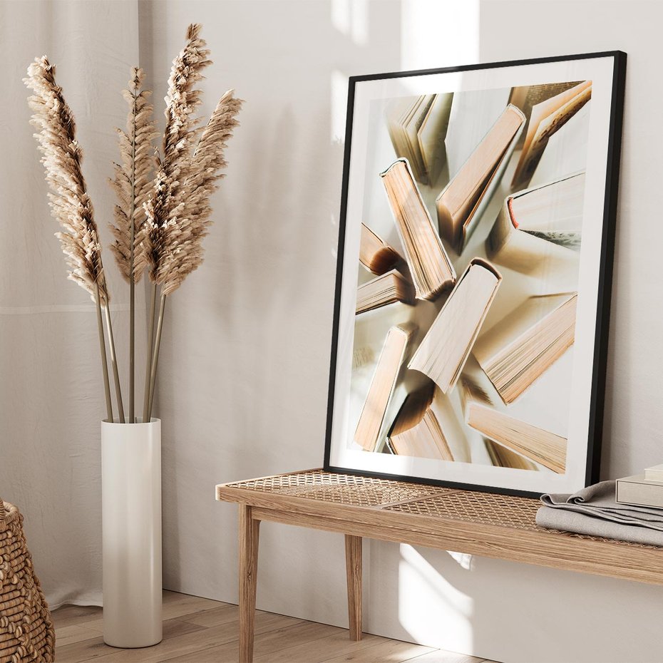 Plakat bez ramy 40x50 - Odcienie Wiedzy - książki, ujęcie z góry