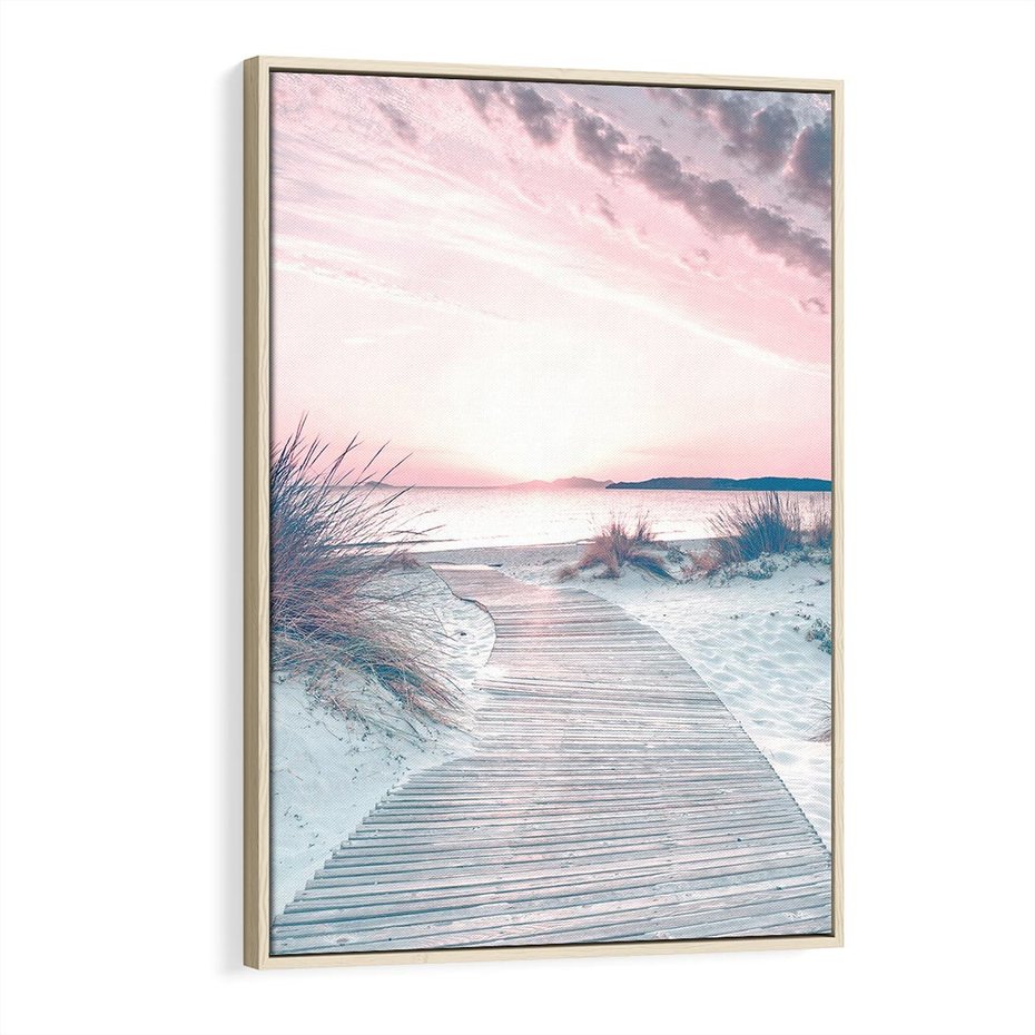 Obraz w ramie 80x120 - Magia Zachodu Słońca - fotografia, stonowane kolory - rama drewno
