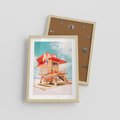 Plakat w ramie 30x40 - Rajski Widok - plaża miami, domek ratownika - rama drewno