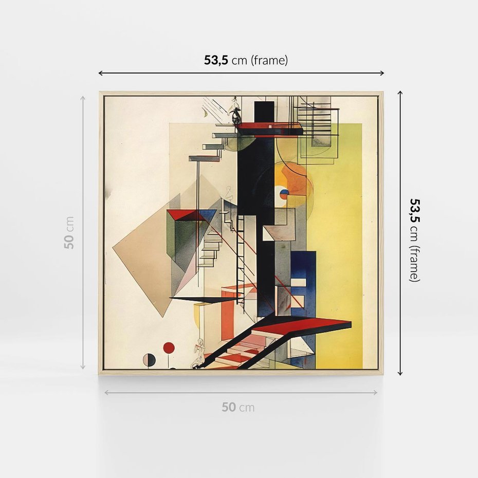 Obraz w ramie 50x50 - Kolorowe Wnętrza Inspiracji - abstrakcyjny obraz, jak kandinsky - rama drewno