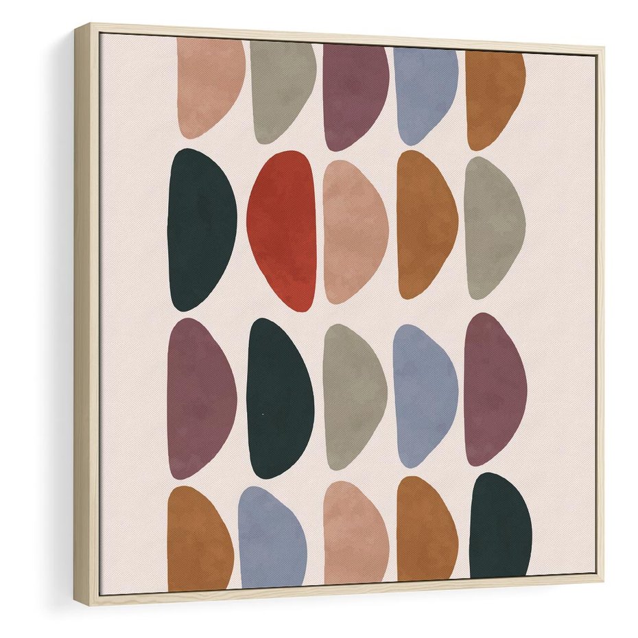 Obraz w ramie 50x50 - Granice Boho - abstrakcyjny obraz, geometryczna kompozycja - rama drewno