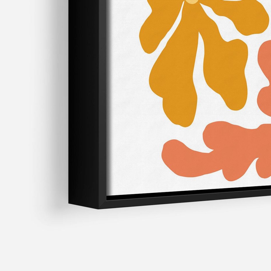 Obraz w ramie 50x50 - Rozbijające Refleksje - abstrakcyjne kolorowe kwiaty, minimlizm - rama czarna