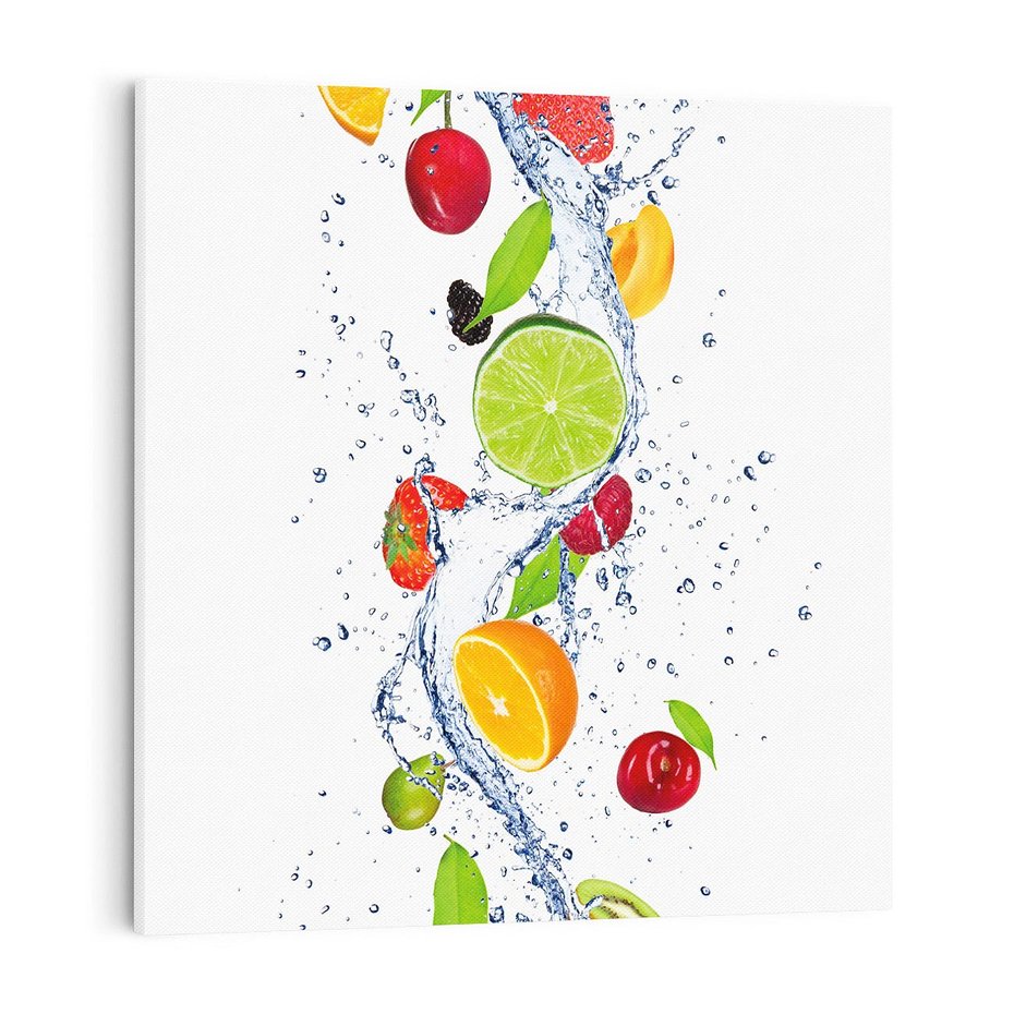 Obraz na płótnie 70x70 - Kulinarne Inspiracje - owoce, woda