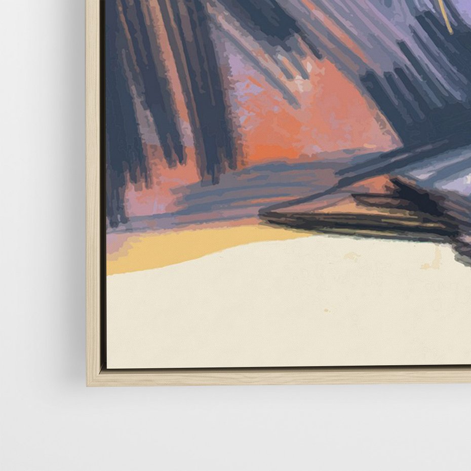 Obraz w ramie 50x70 - Ponad Szczytami - pastelowy krajobraz, nowoczesny plakat - rama drewno