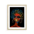 Plakat w ramie 30x40 - Kolorowe Wibracje Rzeczywistości - abstrakcyjny portret kobiety, twarz - rama drewno