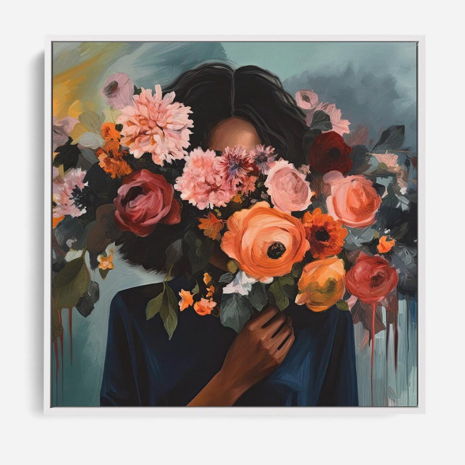 Obraz w ramie 80x80 - Ukryte Emocje - obraz, akwarela - rama biała