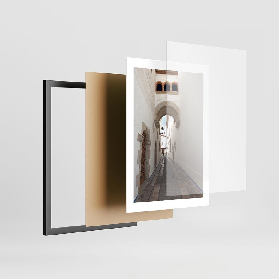 Plakat w ramie 30x40 - Perspektywiczna Magia Uliczki - uliczka, perspektywa - rama czarna
