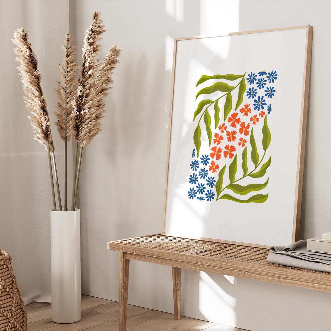 Plakat w ramie 40x50 - Splątane Granice - kwiaty, sztuka nowoczesna - rama drewno