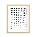 Plakat w ramie 40x50 - Abstrakcyjna Transformacja - abstrakcyjna kompozycja z czarnych kropek, minimalistyczny czarno bialy plakat - rama drewno