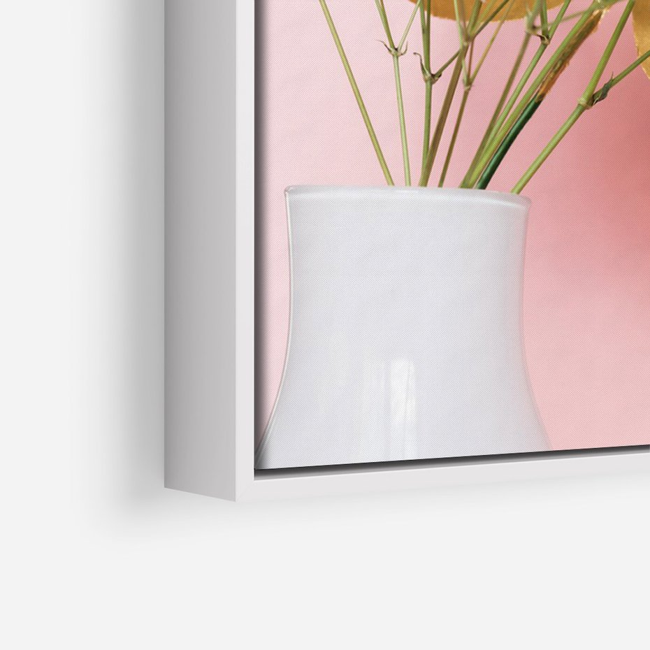 Obraz w ramie 70x100 - Blask Natury - złote, liście - rama biała